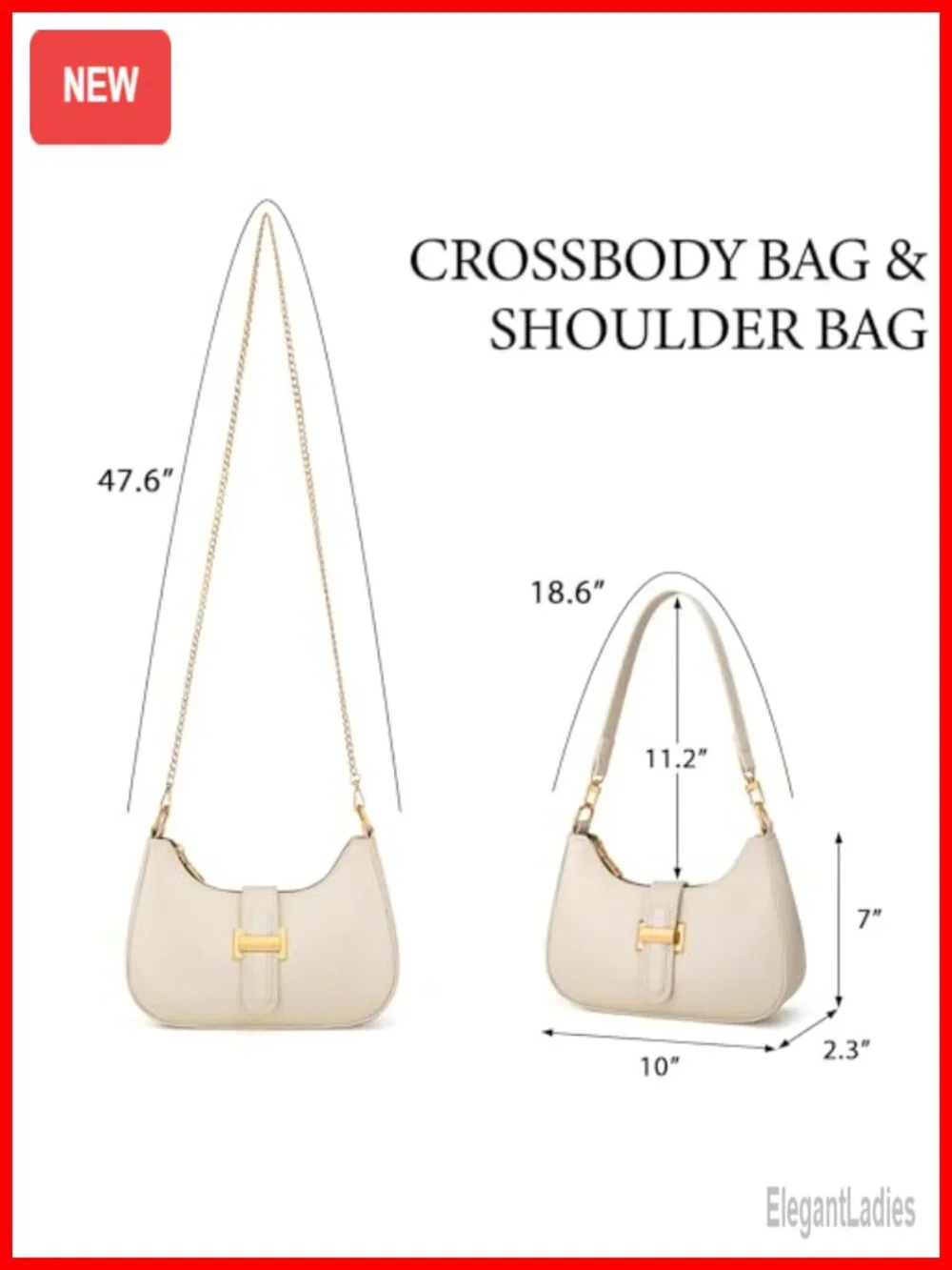 Small Vegan Leather Hobo Handbag with Removable Strap, Crescent Shoulder Bag